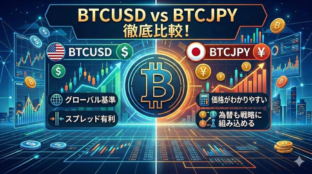 BTCUSDとBTCJPYの違い