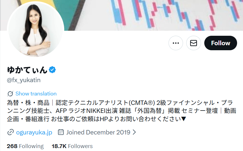 ゆかてぃん氏のXアカウント