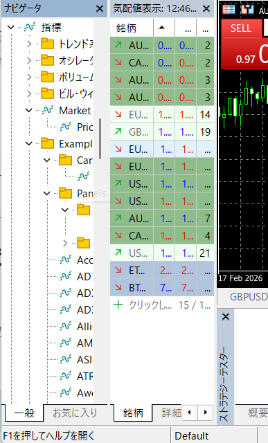 MT5の気配値表示・ナビゲータなどのウィンドウの位置の戻し方