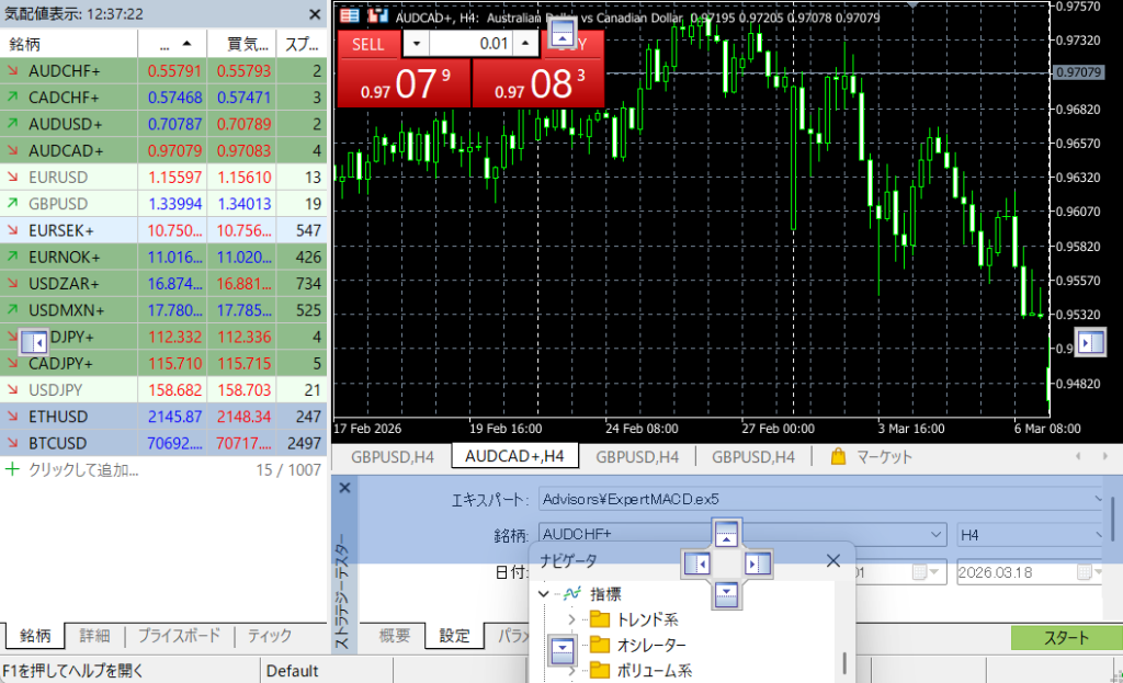 MT5の気配値表示・ナビゲータなどのウィンドウの位置の戻し方