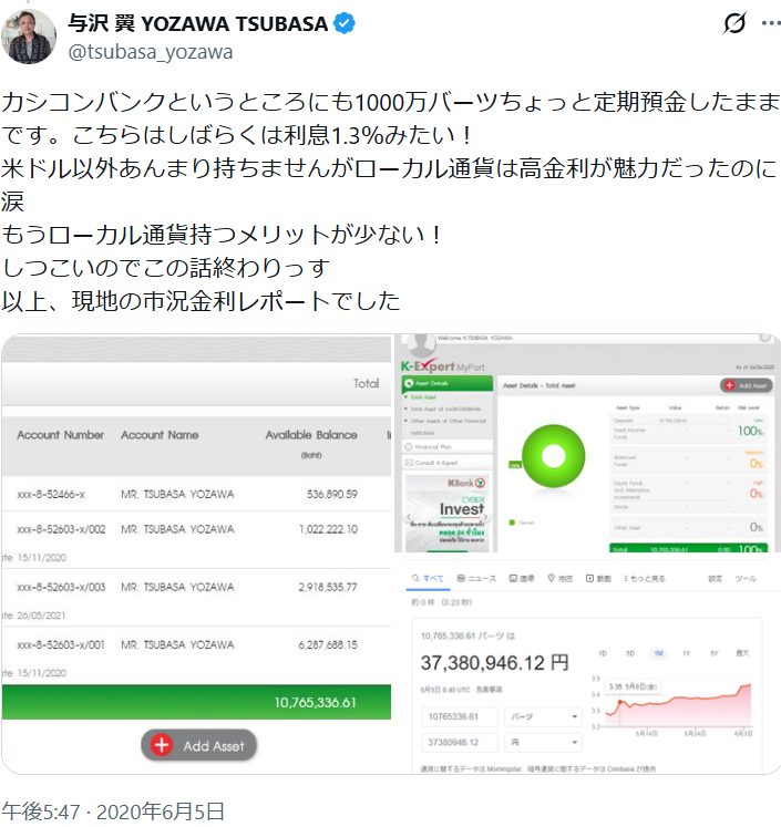 与沢翼さんのX投稿