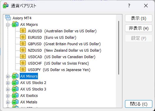 MT4・MT5で全銘柄を表示させる方法
