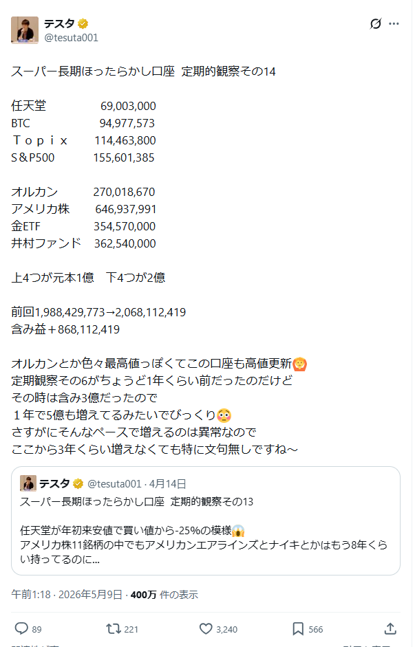 テスタ氏の保有銘柄